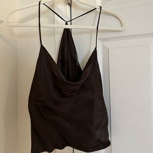 Zara Brown Satin Top
